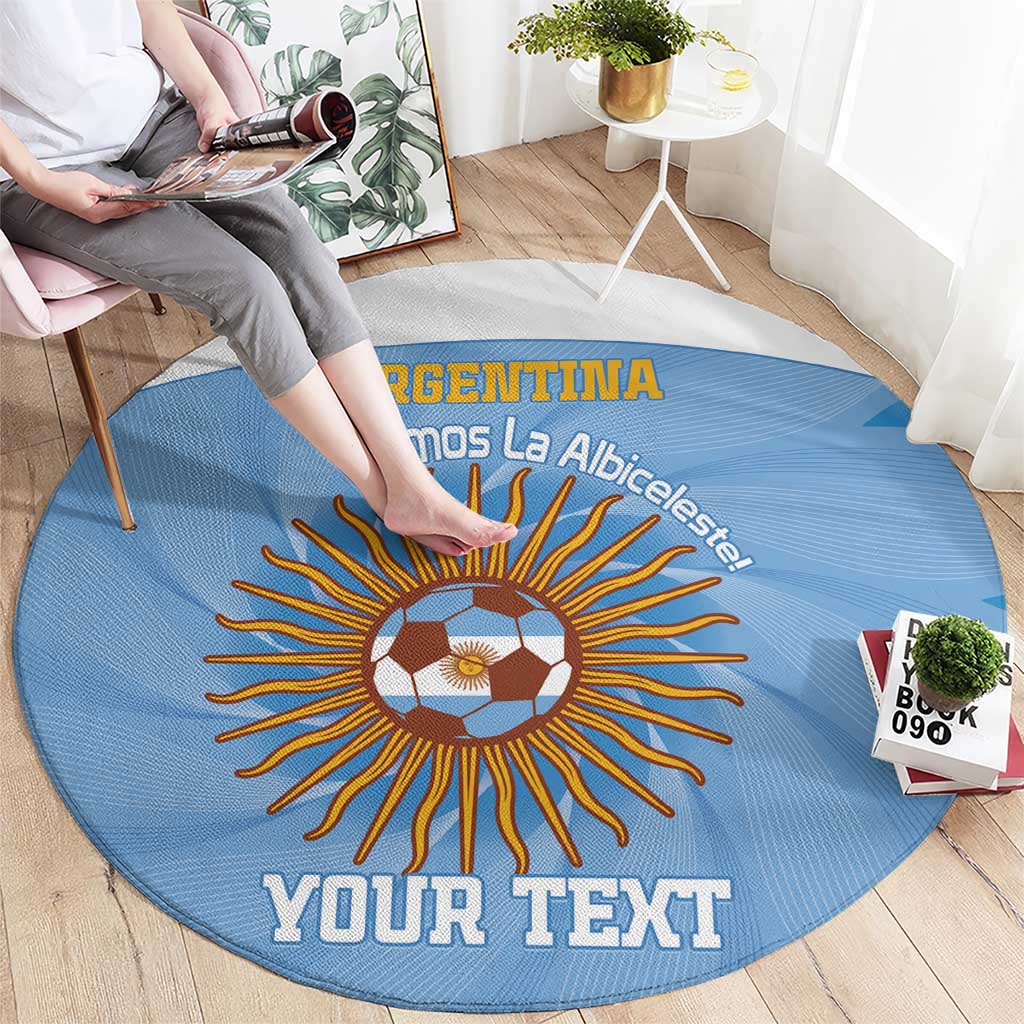 Custom Argentina Football Round Carpet Vamos La Albiceleste Blue Version - Wonder Print Shop