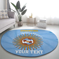 Custom Argentina Football Round Carpet Vamos La Albiceleste Blue Version - Wonder Print Shop