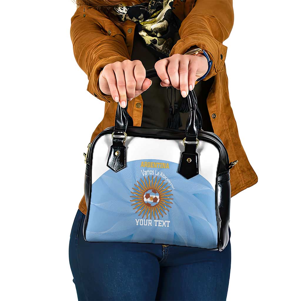 Custom Argentina Football Shoulder Handbag Vamos La Albiceleste Blue Version - Wonder Print Shop