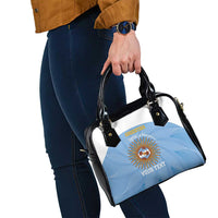 Custom Argentina Football Shoulder Handbag Vamos La Albiceleste Blue Version - Wonder Print Shop