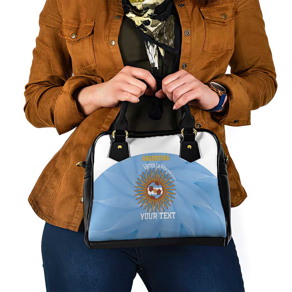 Custom Argentina Football Shoulder Handbag Vamos La Albiceleste Blue Version - Wonder Print Shop