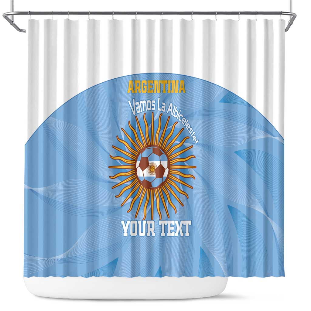 Custom Argentina Football Shower Curtain Vamos La Albiceleste Blue Version - Wonder Print Shop