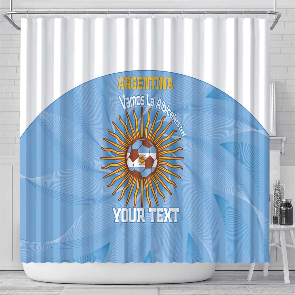Custom Argentina Football Shower Curtain Vamos La Albiceleste Blue Version - Wonder Print Shop