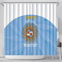 Custom Argentina Football Shower Curtain Vamos La Albiceleste Blue Version - Wonder Print Shop