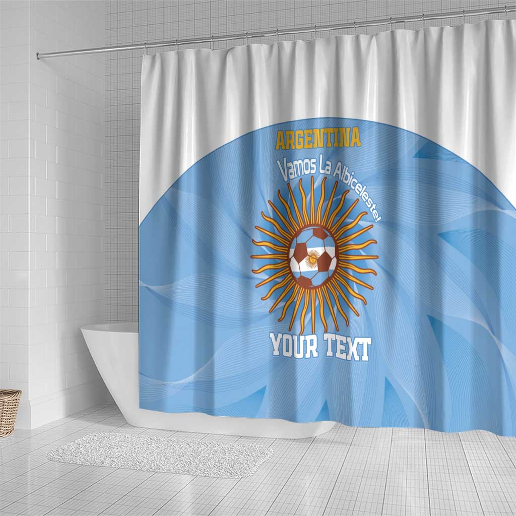Custom Argentina Football Shower Curtain Vamos La Albiceleste Blue Version - Wonder Print Shop