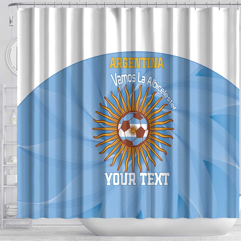 Custom Argentina Football Shower Curtain Vamos La Albiceleste Blue Version - Wonder Print Shop