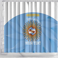 Custom Argentina Football Shower Curtain Vamos La Albiceleste Blue Version - Wonder Print Shop