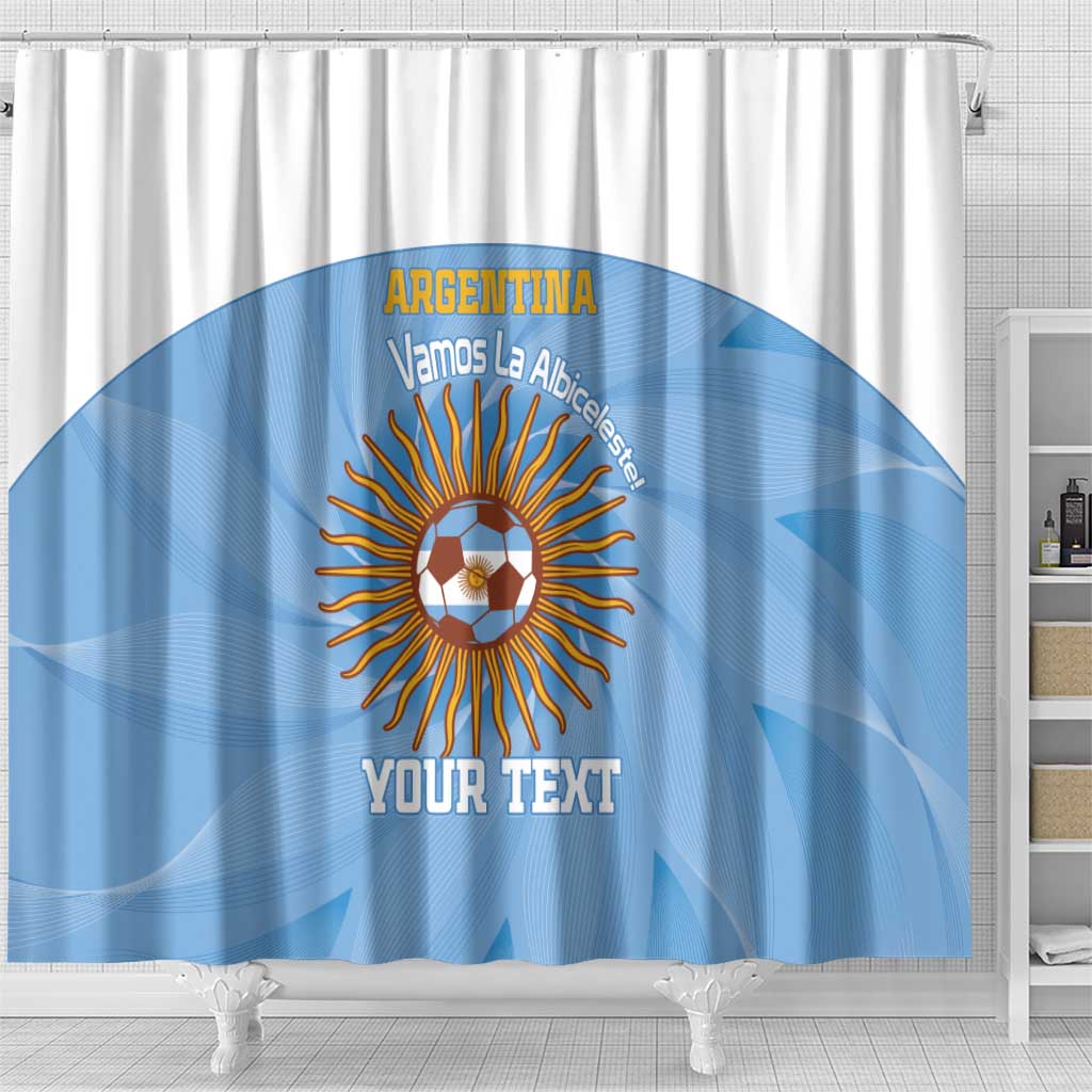 Custom Argentina Football Shower Curtain Vamos La Albiceleste Blue Version - Wonder Print Shop