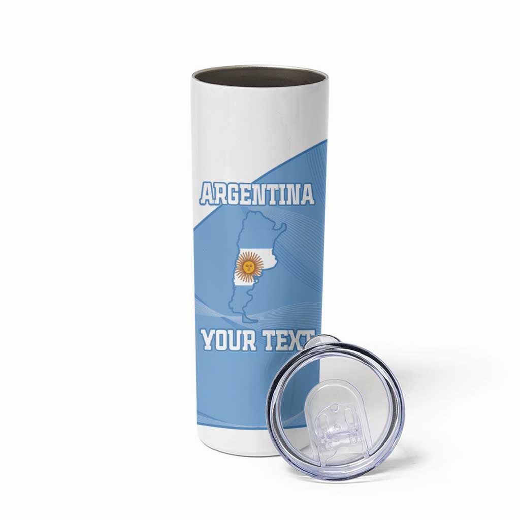 Custom Argentina Football Skinny Tumbler Vamos La Albiceleste Blue Version - Wonder Print Shop