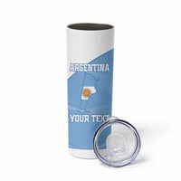 Custom Argentina Football Skinny Tumbler Vamos La Albiceleste Blue Version - Wonder Print Shop