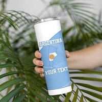 Custom Argentina Football Skinny Tumbler Vamos La Albiceleste Blue Version - Wonder Print Shop