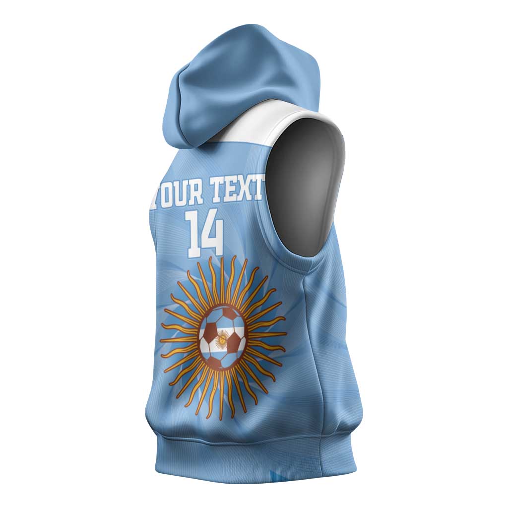 Custom Argentina Football Sleeveless Hoodie Vamos La Albiceleste Blue Version - Wonder Print Shop