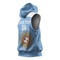 Custom Argentina Football Sleeveless Hoodie Vamos La Albiceleste Blue Version - Wonder Print Shop