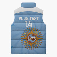Custom Argentina Football Sleeveless Puffer Jacket Vamos La Albiceleste Blue Version - Wonder Print Shop
