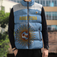 Custom Argentina Football Sleeveless Puffer Jacket Vamos La Albiceleste Blue Version - Wonder Print Shop