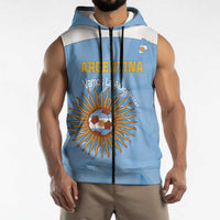 Custom Argentina Football Sleeveless Zip Hoodie Vamos La Albiceleste Blue Version - Wonder Print Shop