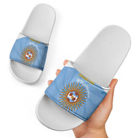 Custom Argentina Football Slide Sandals Vamos La Albiceleste Blue Version - Wonder Print Shop