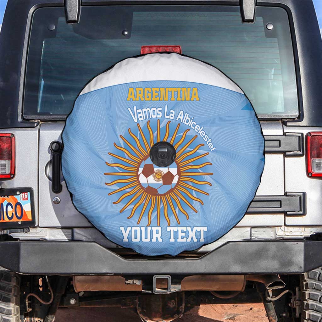 Custom Argentina Football Spare Tire Cover Vamos La Albiceleste Blue Version - Wonder Print Shop