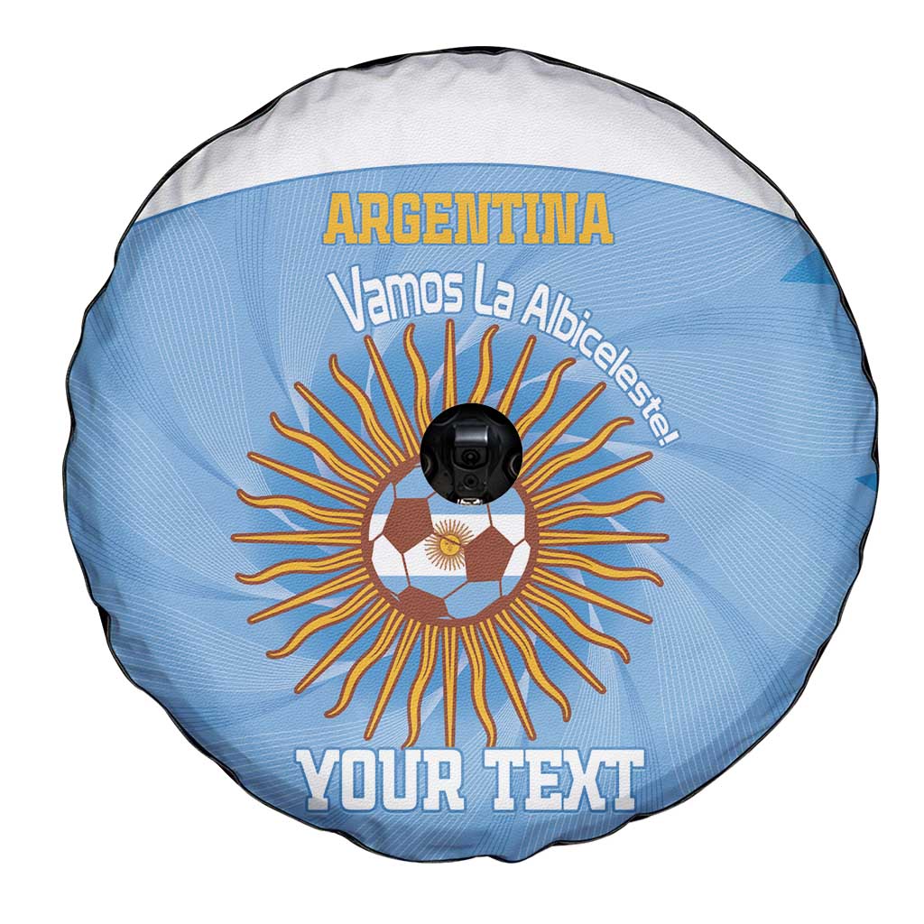 Custom Argentina Football Spare Tire Cover Vamos La Albiceleste Blue Version - Wonder Print Shop