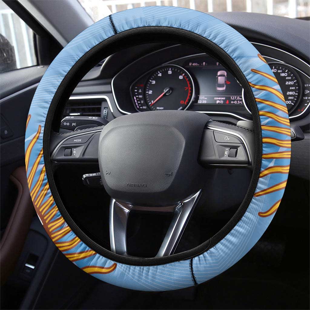 Argentina Football Steering Wheel Cover Vamos La Albiceleste Blue Version - Wonder Print Shop