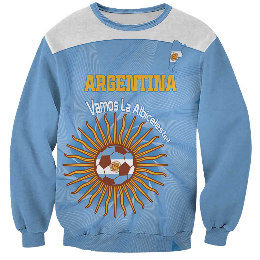 Custom Argentina Football Sweatshirt Vamos La Albiceleste Blue Version - Wonder Print Shop