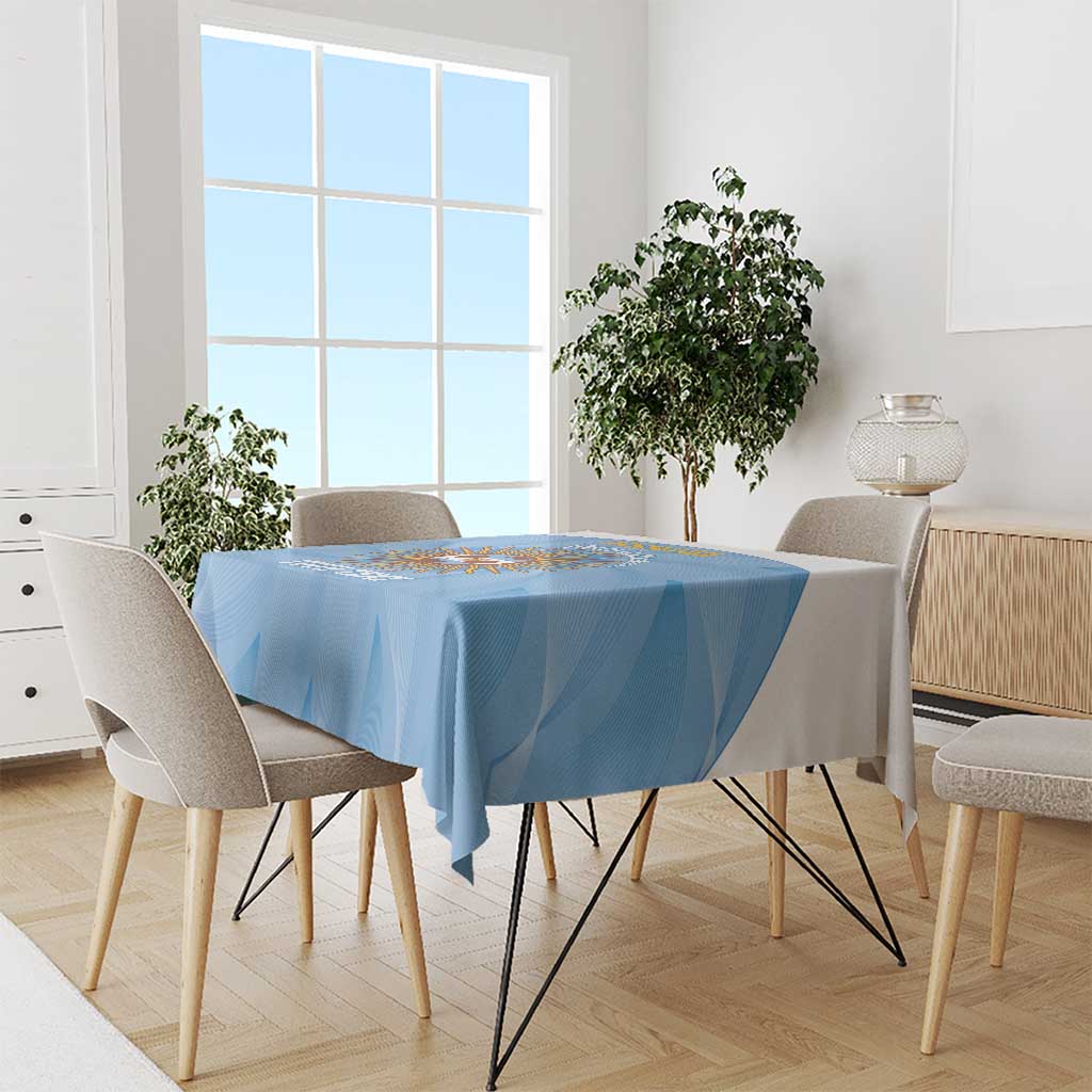 Custom Argentina Football Tablecloth Vamos La Albiceleste Blue Version - Wonder Print Shop
