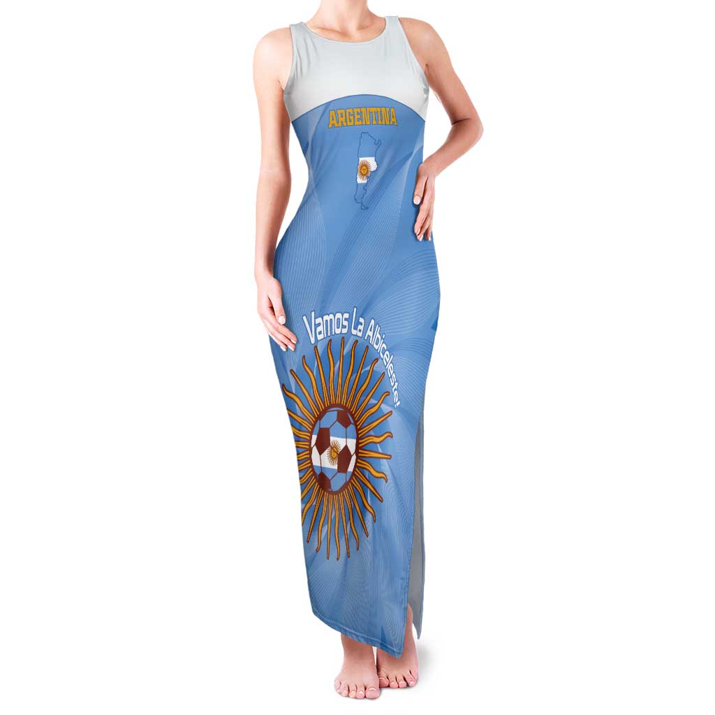 Custom Argentina Football Tank Maxi Dress Vamos La Albiceleste Blue Version - Wonder Print Shop