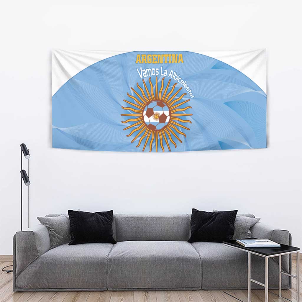 Custom Argentina Football Tapestry Vamos La Albiceleste Blue Version - Wonder Print Shop