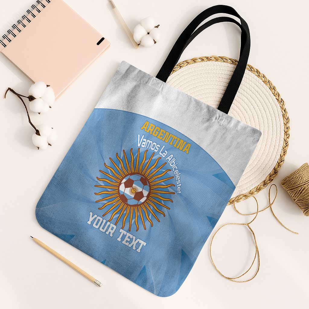 Custom Argentina Football Tote Bag Vamos La Albiceleste Blue Version - Wonder Print Shop