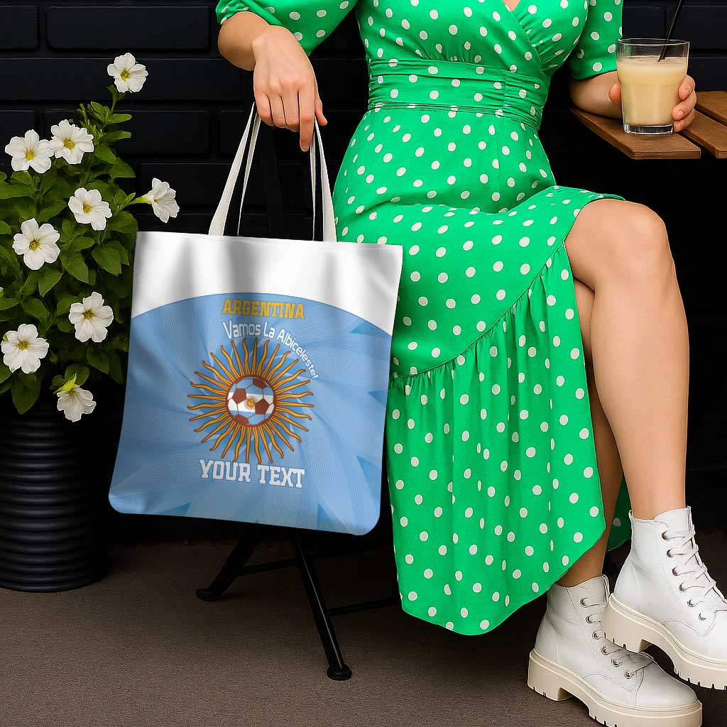 Custom Argentina Football Tote Bag Vamos La Albiceleste Blue Version - Wonder Print Shop