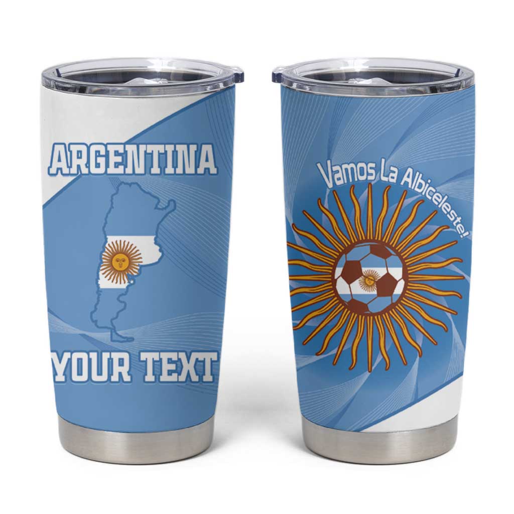 Custom Argentina Football Tumbler Cup Vamos La Albiceleste Blue Version - Wonder Print Shop