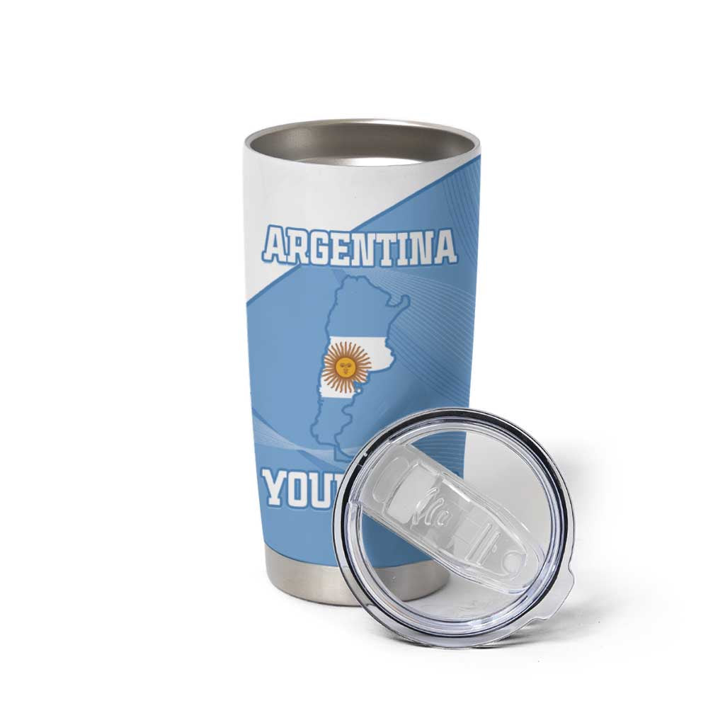 Custom Argentina Football Tumbler Cup Vamos La Albiceleste Blue Version - Wonder Print Shop