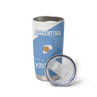 Custom Argentina Football Tumbler Cup Vamos La Albiceleste Blue Version - Wonder Print Shop