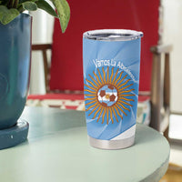 Custom Argentina Football Tumbler Cup Vamos La Albiceleste Blue Version - Wonder Print Shop