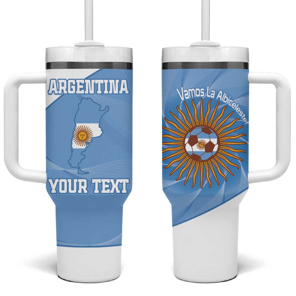 Custom Argentina Football Tumbler With Handle Vamos La Albiceleste Blue Version - Wonder Print Shop