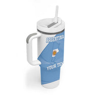 Custom Argentina Football Tumbler With Handle Vamos La Albiceleste Blue Version - Wonder Print Shop