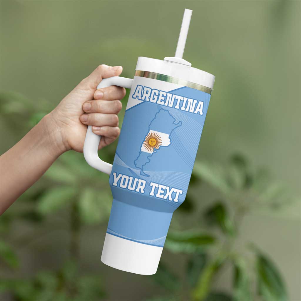 Custom Argentina Football Tumbler With Handle Vamos La Albiceleste Blue Version - Wonder Print Shop