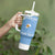 Custom Argentina Football Tumbler With Handle Vamos La Albiceleste Blue Version - Wonder Print Shop