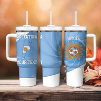 Custom Argentina Football Tumbler With Handle Vamos La Albiceleste Blue Version - Wonder Print Shop