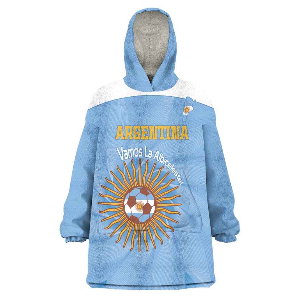 Custom Argentina Football Wearable Blanket Hoodie Vamos La Albiceleste Blue Version - Wonder Print Shop