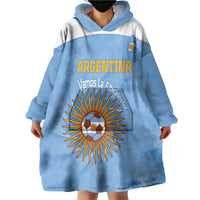 Custom Argentina Football Wearable Blanket Hoodie Vamos La Albiceleste Blue Version - Wonder Print Shop