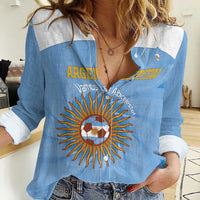 Custom Argentina Football Women Casual Shirt Vamos La Albiceleste Blue Version - Wonder Print Shop