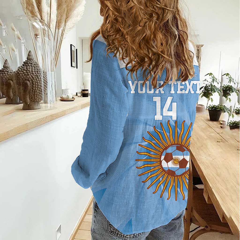 Custom Argentina Football Women Casual Shirt Vamos La Albiceleste Blue Version - Wonder Print Shop