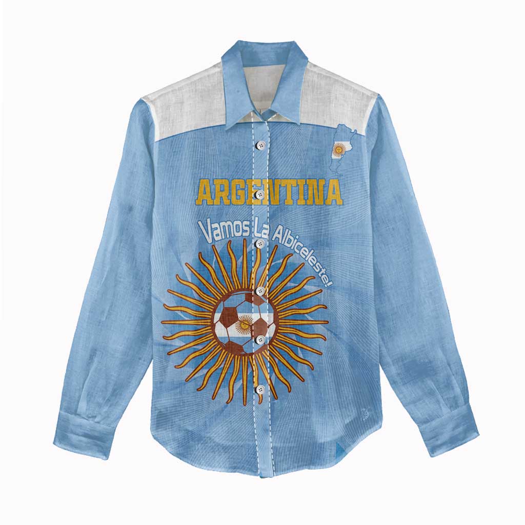 Custom Argentina Football Women Casual Shirt Vamos La Albiceleste Blue Version - Wonder Print Shop