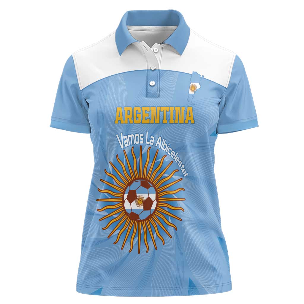 Custom Argentina Football Women Polo Shirt Vamos La Albiceleste Blue Version - Wonder Print Shop