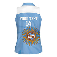 Custom Argentina Football Women Sleeveless Polo Shirt Vamos La Albiceleste Blue Version - Wonder Print Shop