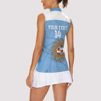 Custom Argentina Football Women Sleeveless Polo Shirt Vamos La Albiceleste Blue Version - Wonder Print Shop