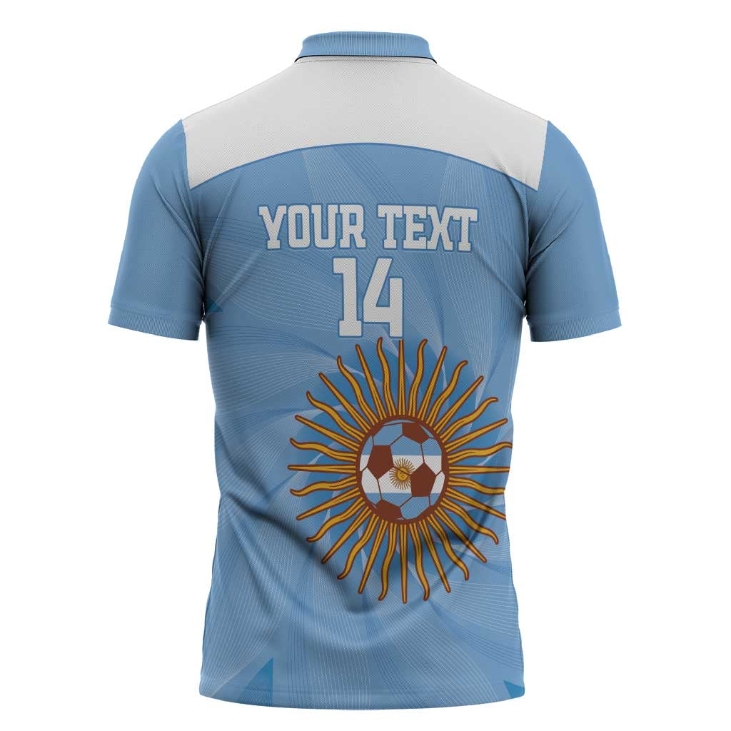 Custom Argentina Football Zipper Polo Shirt Vamos La Albiceleste Blue Version - Wonder Print Shop