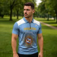 Custom Argentina Football Zipper Polo Shirt Vamos La Albiceleste Blue Version - Wonder Print Shop