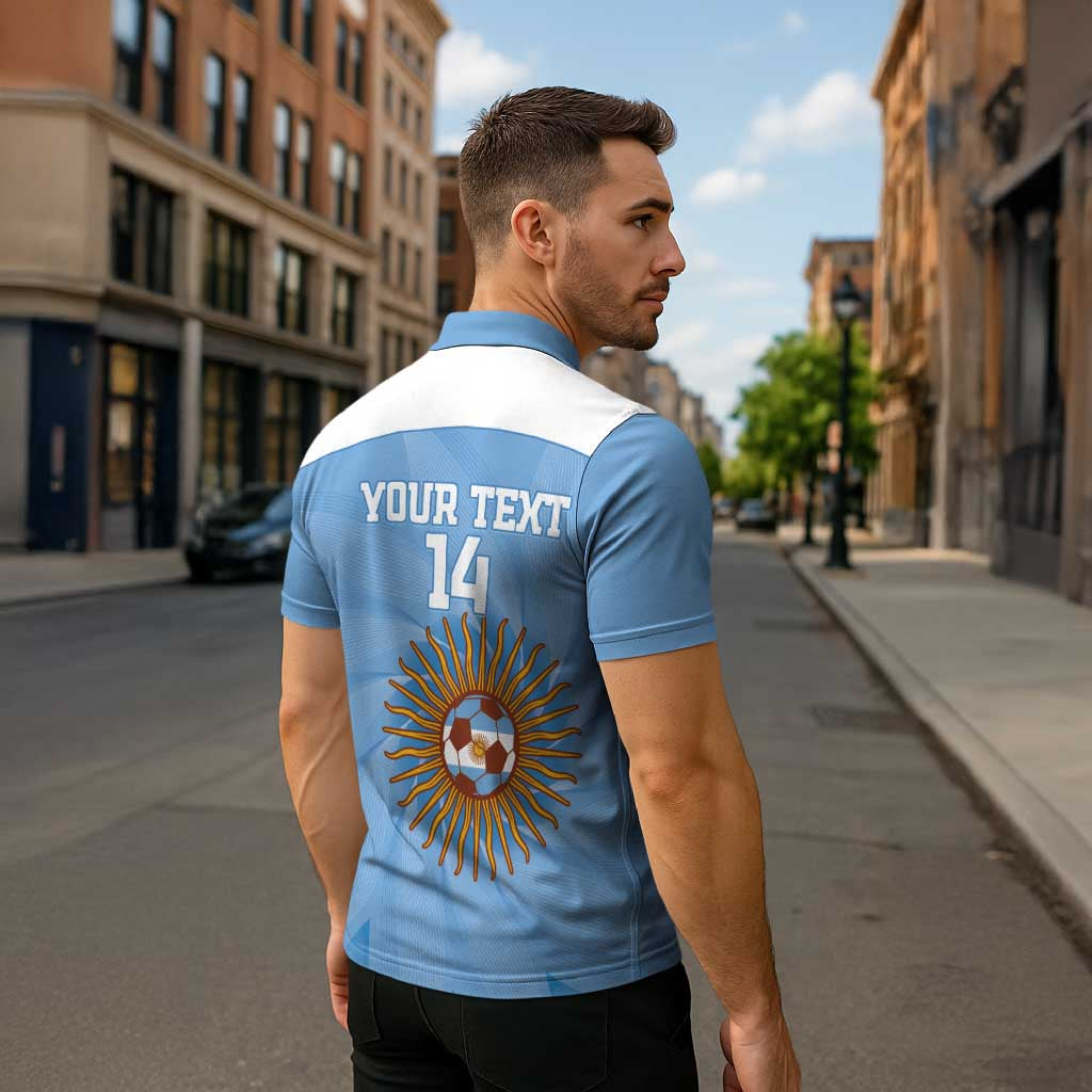 Custom Argentina Football Zipper Polo Shirt Vamos La Albiceleste Blue Version LT14